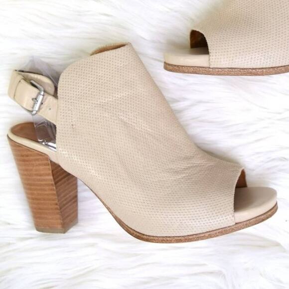 Gentle Souls Sadie Open Toe Booties Stacked Heel Sling Back Bone - Picture 9 of 9